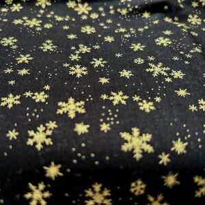 Wonders of Winter Black Gold Snowflake Quilting Fabric Laurie Godin Northcott
